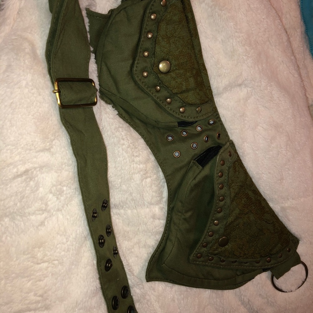 Army green studded Fanny pack